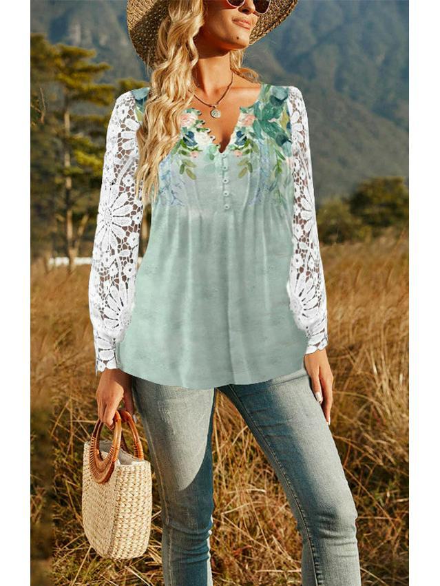 Tricou de damă cu mânecă plisată și nasturi, la modă primăvară/toamnă 2024