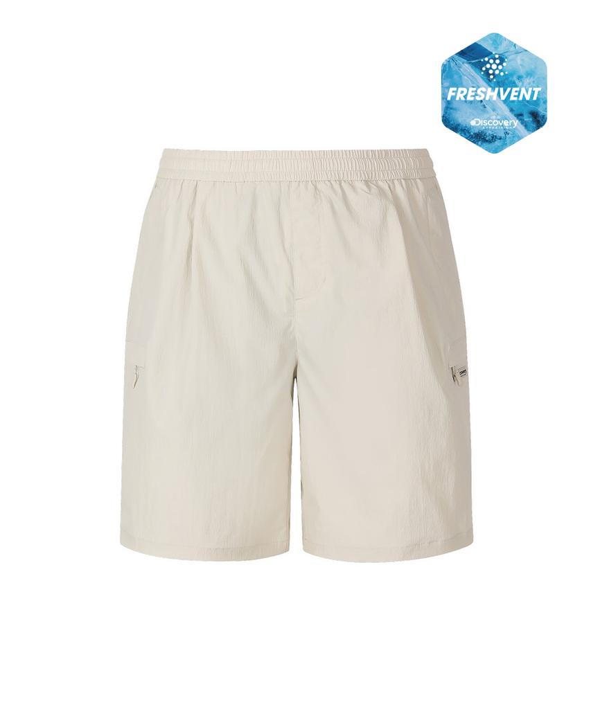 DISCOVERY EXPEDITION Uni Freshvent Lightweight Woven Training Cargo Knee-Length Shorts (D/Ivory)