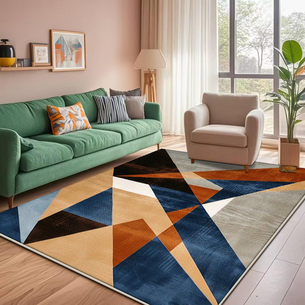 Modern Geometric Large Rugs for Living Room Decoration Nordic Style Home Carpet Light Luxury Bedroom Rug Non-slip Washable Mat