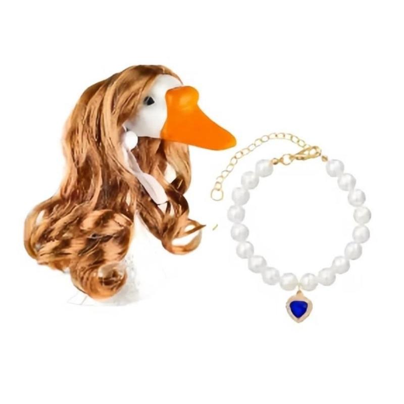 

Geese Wigs Necklace Accessory Curly Haired Decoration For Gatherings Shows Heat Resistant Fabric 1