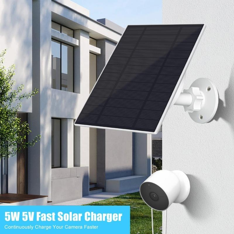 Solars Panel Charging for Outdoor Security Cameras, 5W High Efficiency with Adjustable Mount and 13ft Cable