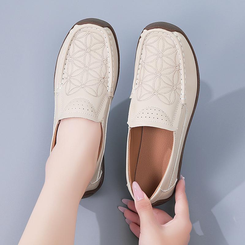 Damskie Płaskie Mokasyny Buty do Jazdy Wygodne Codzienne Wsuwane Haftowane Buty do Chodzenia Minimalistyczne Buty dla Matki