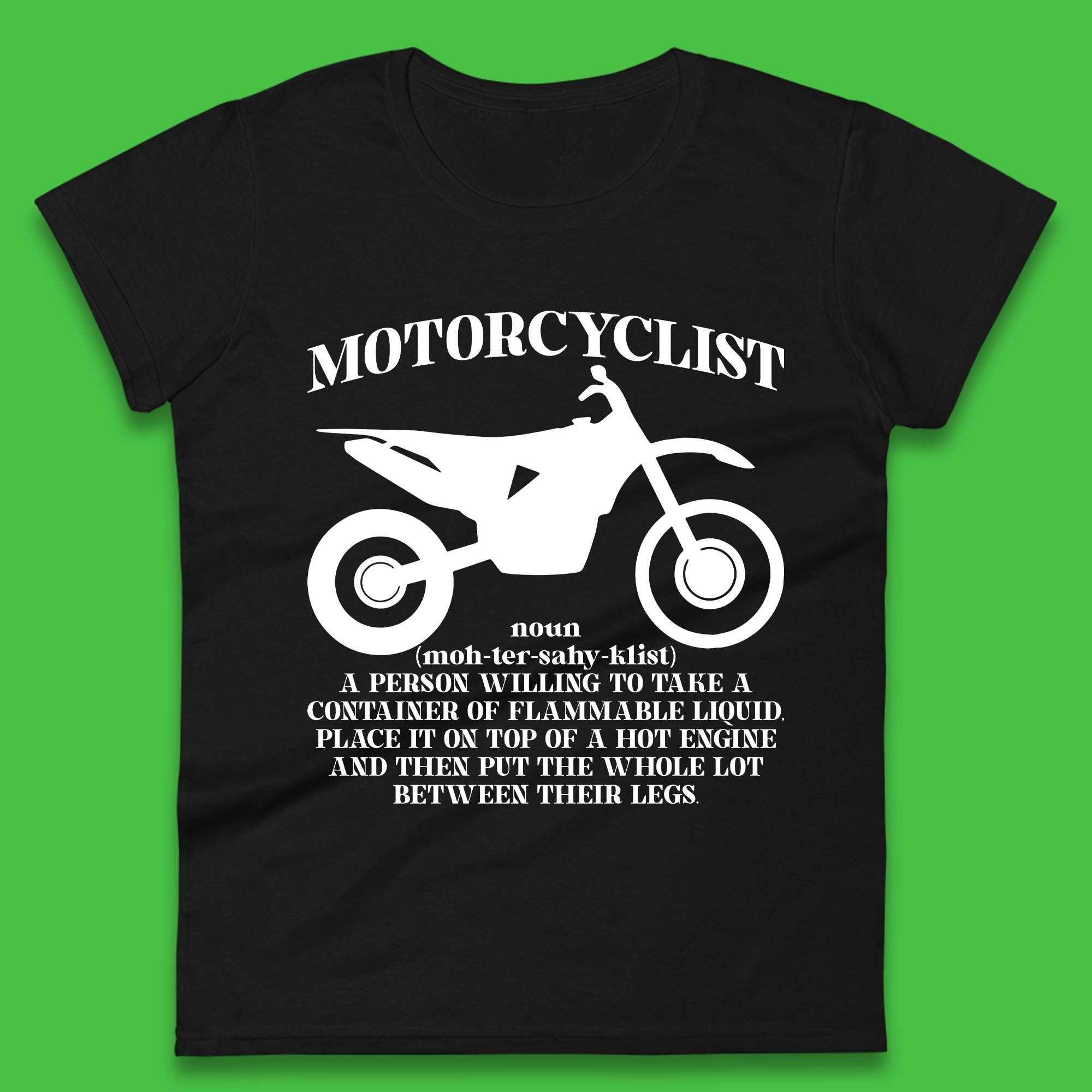 Motorcyclist Definition Womens T-Shirt Mens Tops Tees Unisex S