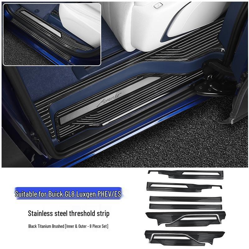 Stainless Steel Door Sill Scuff Plates for 2024 Buick GL8 PHEV Interior Upgrade