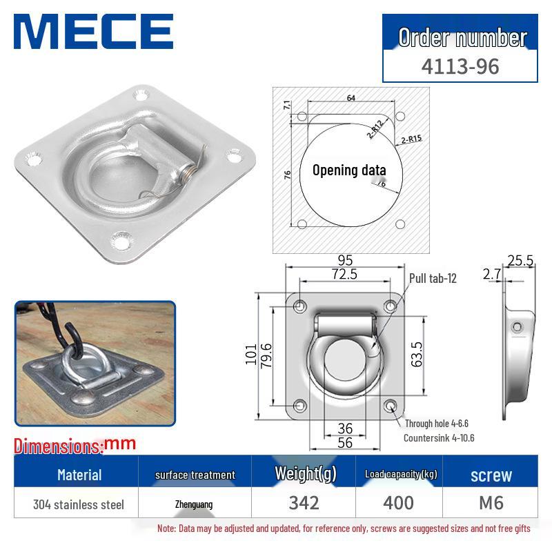 Heavy Duty D-Ring Truck Bed Tie-Down Hook with Triangle Latch