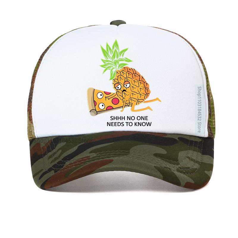Pineapple Belongs On Pizza Funny Food Pun Baseball Cap Birthday Gift For Men Adult Summer Mesh Breathable Hat