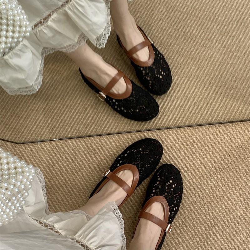 Fashion Summer Shoes Ladies Shallow Mouth Elegant Low Heels All-Match Female Footwear 2025 Dress Fabric PU  Rubber Mary
