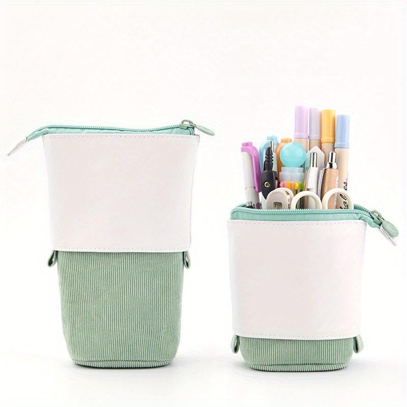 Creative Retractable Pencil Case School Stationery Storage Bag Solid Color Pen Case Cute Pen Holder Gifts for Pen Bag
