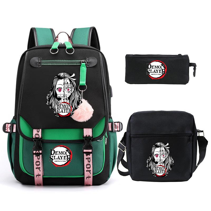 Riman peripheral printing fashion backpack cross-border campus primary and secondary school students schoolbag shoulder bag pencil bag three-piece set