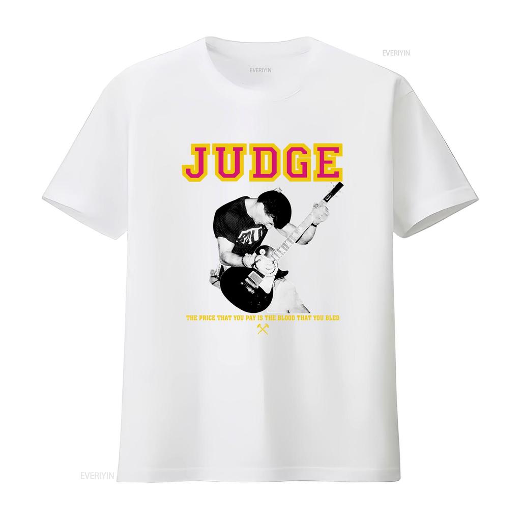 Vintage Hardcore Punk Judge Band Guitarist Print Streetwear Casual T Shirt vintage Washed Slightly Soft Top For Everyday Wear