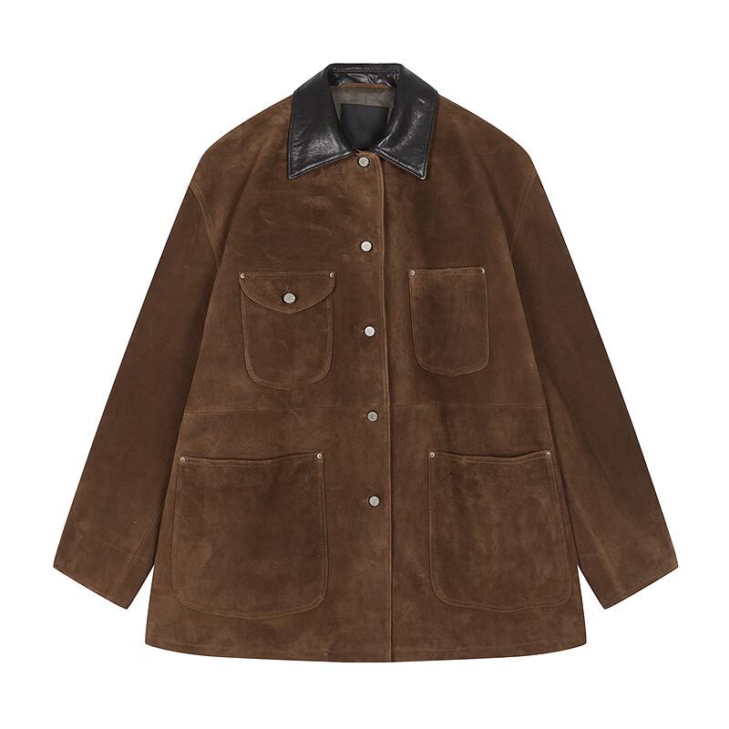 JNBY 2026 Spring H-Line Leather Lapel Jacket