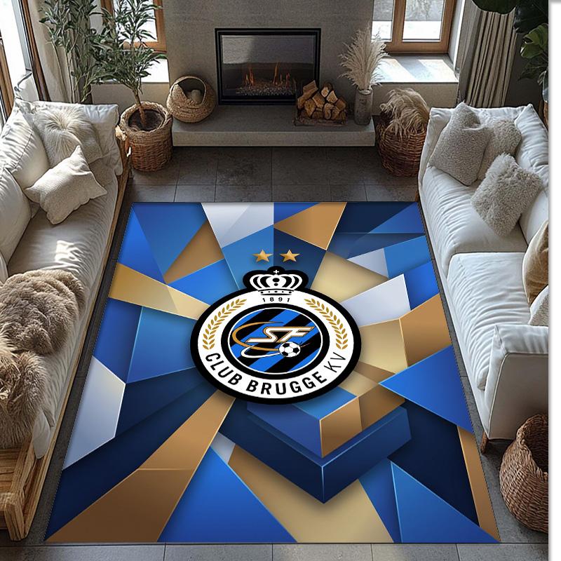 Club Brugge FC Soccer Football Pattern Soft Area Rug Non Slip Indoor Floor Carpet Sports Decor Mat for Bedroom