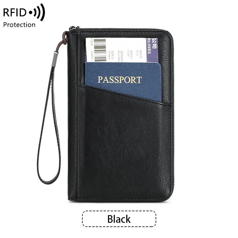 

Многофункциональный кошелек-портмоне с RFID-блокировкой, защитный чехол на молнии для документов и финансов, для путешествий, прибытия, пересечения границы