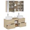 Bathroom Furniture Set 4 Pcs Sonoma Oak Engineered Wood and Glass