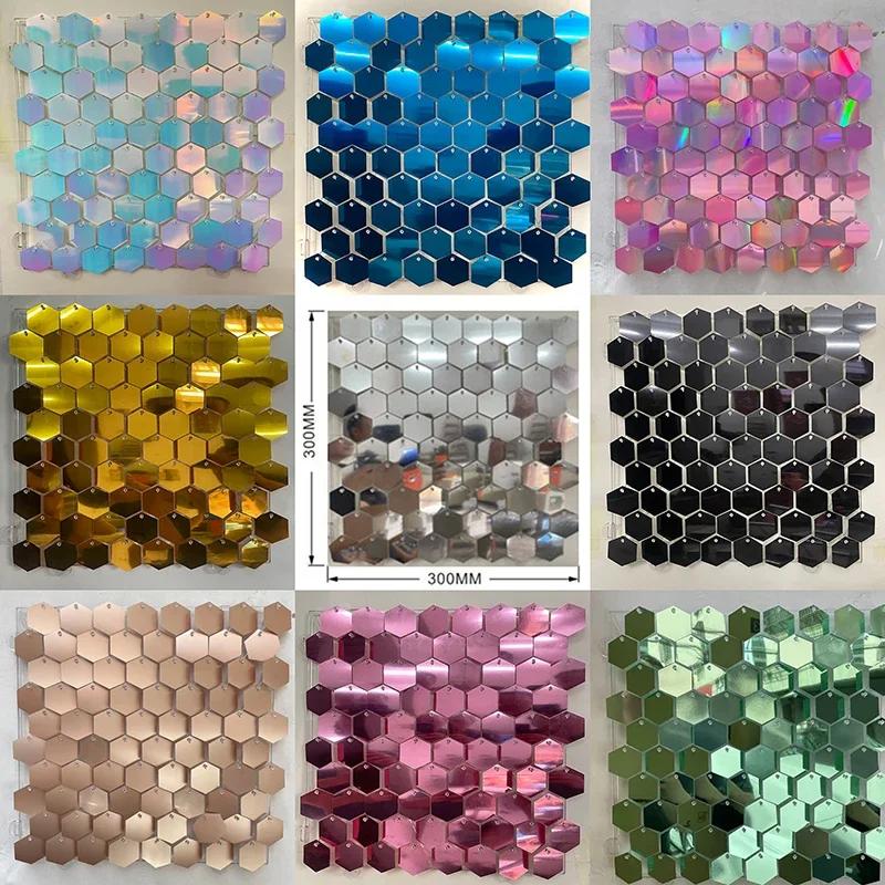 18pcs Golden Sequin Backdrop Panels for Wedding Party Baby Shower Background Wall Decor Shimmer Laser Backdrop Curtain Champagne