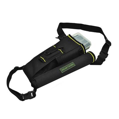 Fischertasche mit Rutenhalter und Hüfttasche, zweistöckige Werkzeugkiste (Schwarz)