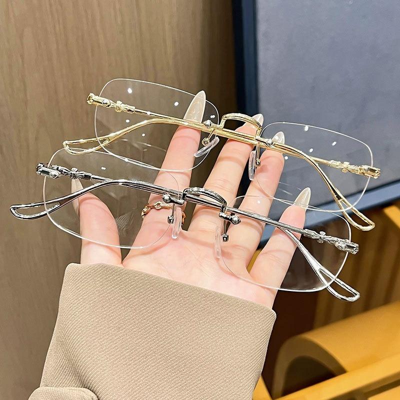 2 Pairs of Women's Ultra Light and Simple Frameless Metal Edge Reading Glasses Highly Visually Attractive