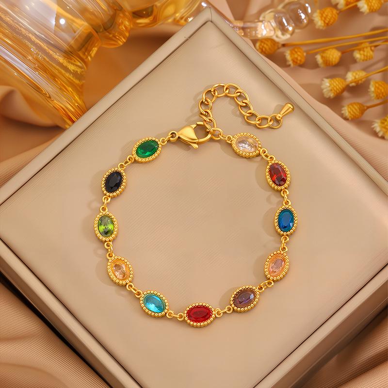 Women's Bohemian Rhinestone Bracelet - Colorful, Versatile, Luxury Titanium Stainless Steel