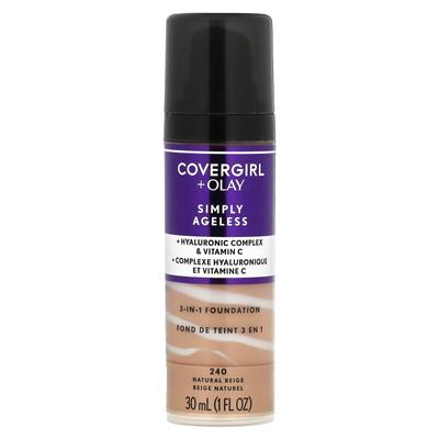 Olay Simply Ageless, 3-In-1 Foundation, 240 Natural Beige, 30 ml(1 Fl Oz)