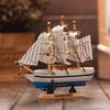 Handcrafted Wooden Sailboat Model: Mediterranean Decor & Birthday Gift