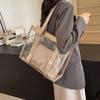 Transparente PVC-Tragetasche mit Reißverschluss-Einsatztasche für Damen, Lässige einfarbige Handtasche für Strandurlaub und Arbeit