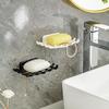 Wall-Mounted Imitation Rattan Grid Soap Holder, Punch-Free Plastic Shower Drain Box