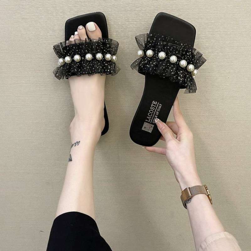 

Wearing cool slippers rhinestone fashion 2025 summer new two wear sandals platform muffin height-enhancing slippers women 40