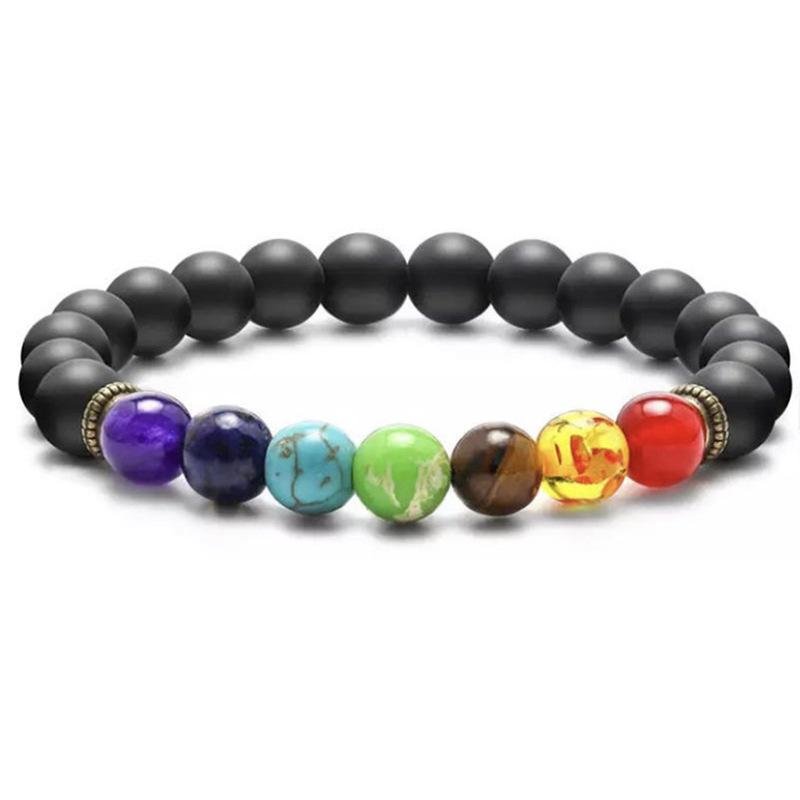 Natural Lava Stone Beads Healing Balance Chakra Charm Bracelet 8mm Tiger Eye Bead Tibetan Buddha Prayer Bracelet for Women Men
