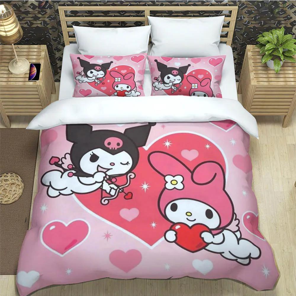 Cute My Melody Bedding Sets Exquisite Bed Pillowcase Children Duvet Cover Bed Comforter Set Bedding Set Luxury Birthday Gift