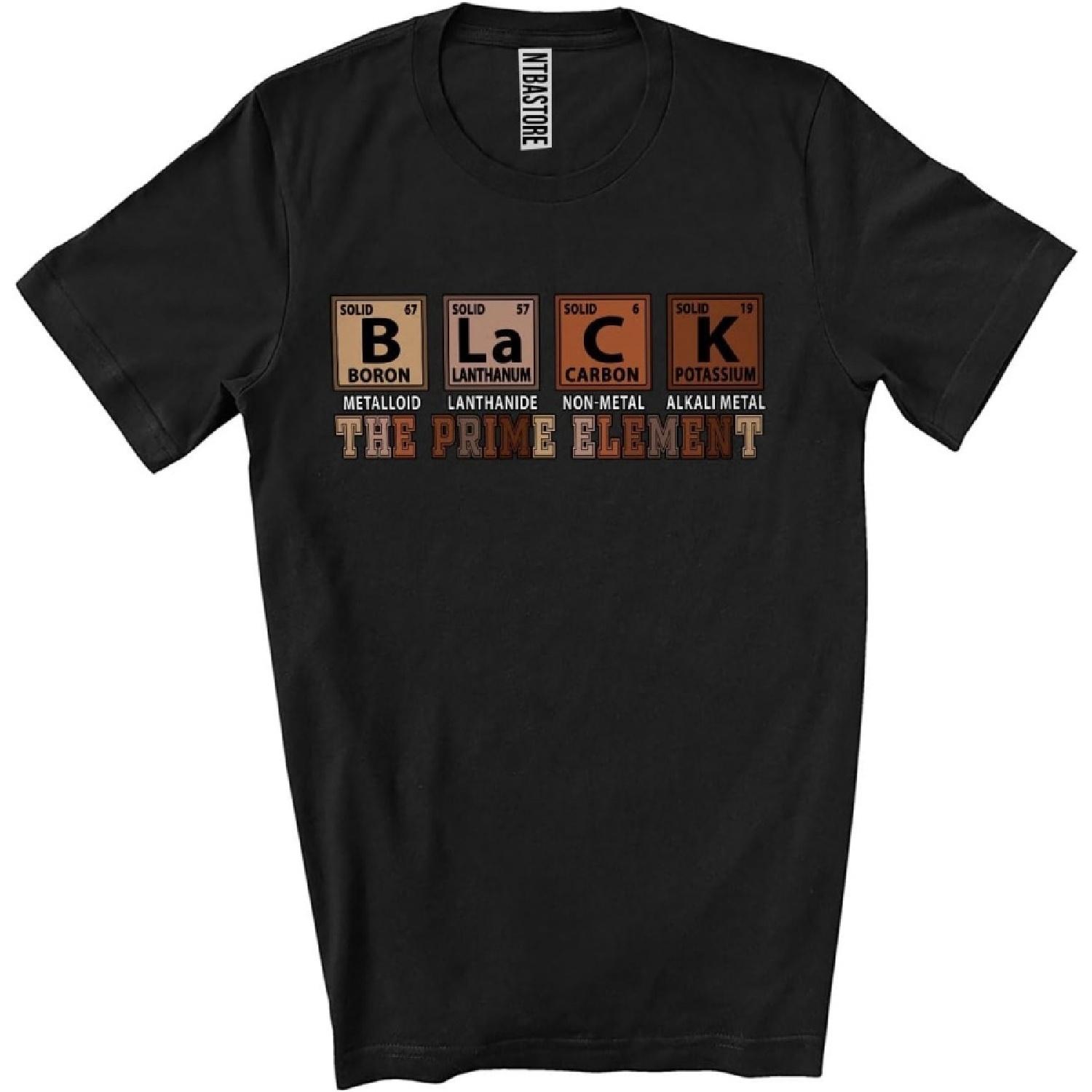 

Black The Prime Periodic Element; Humorous Black History Month Chemistry Teacher; Afro African Unisex T-Shirt XXXXXL різнокольоровий