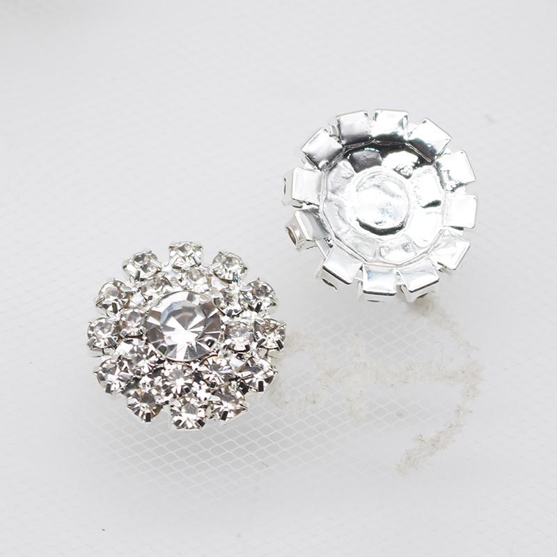 

NEW 10Pcs 15MM Metal AB/Clear All Rhinestone Buttons Flat Diamante Accessories For DIY Wedding Decoration Sewing Clothing Button