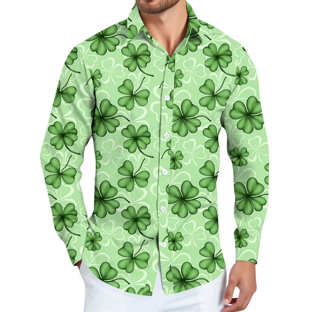 Pánská košile s vánočním potiskem, dlouhý rukáv, na knoflíky