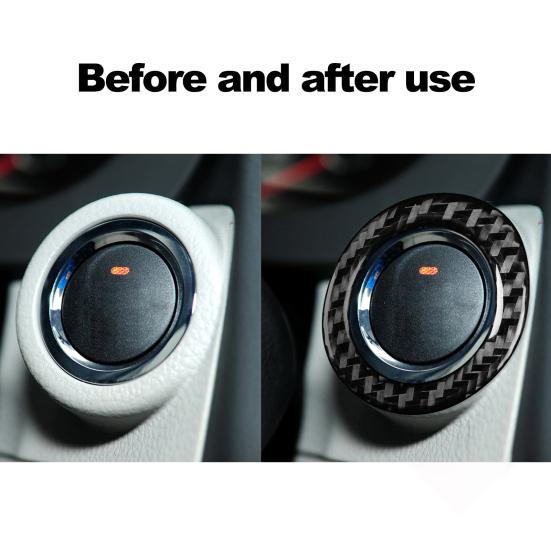 Car Button Sticker Self-adhesive Decorative Carbon Fiber Engine Start Stop Button Sticker Trim for 13-19 Forester