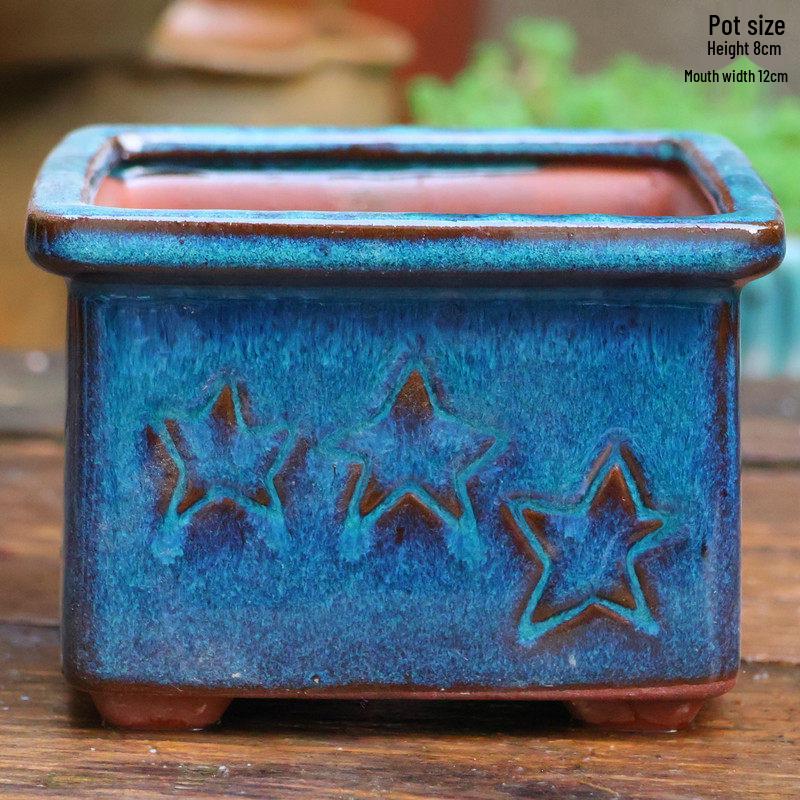 Handmade Retro Zisha Ceramic Pot for Succulents, Orchid, and Asparagus - Breathable Small Flower Pot