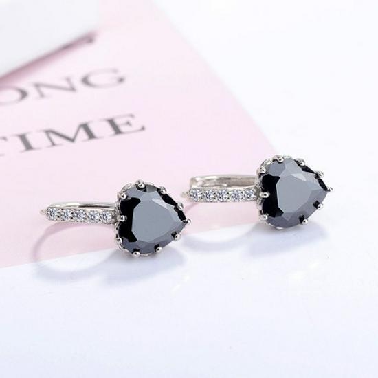 New European & American Fashion Earrings with AAA Zircon - Peach Heart Multi-Color Style