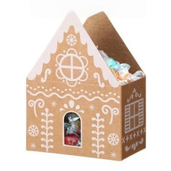 Christmas Gingerbread House Gift Box Small Christmas Candy Boxes for Cookies Chocolates Treats 3D House Shaped Paper Box for Holiday Party Favors