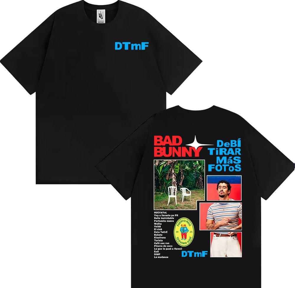 Rapper Bad Bunny Debi Tirar Mas Fotos DTMF Album Cover Merch Tee Shirt Men Women Fashion Vintage Short Sleeve T-shirt Streetwear