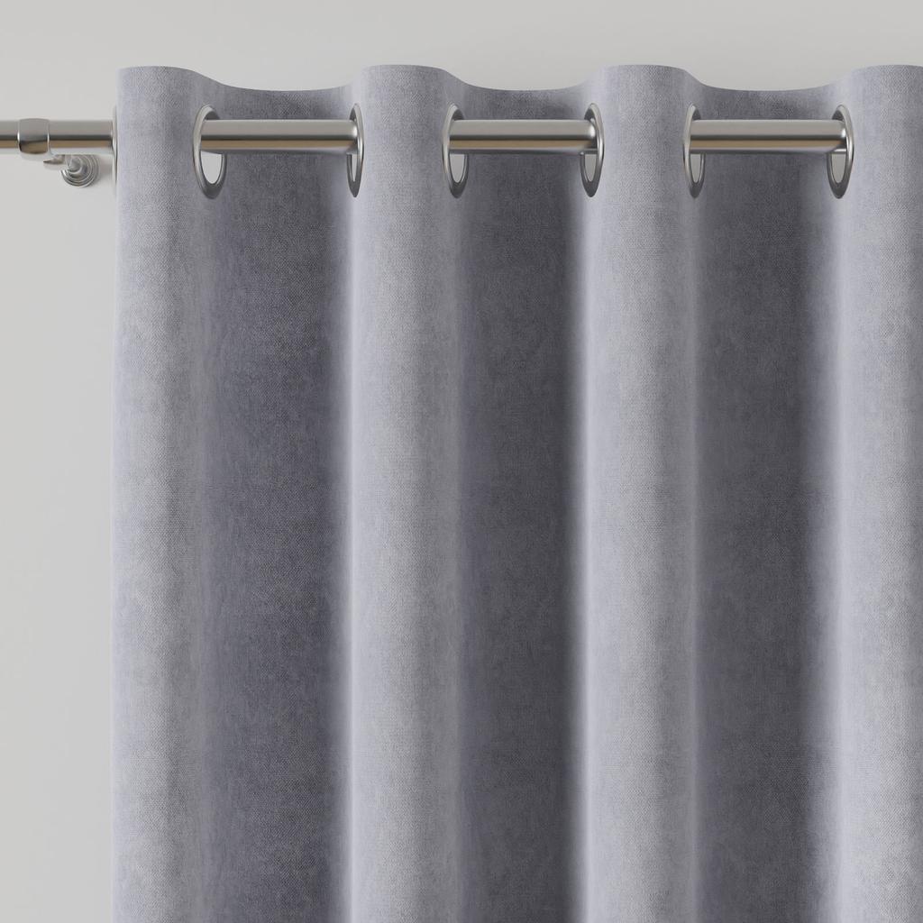 Milas Ready-Made Curtain with Eyelets Velvet Pastel Gray Smooth 140X260