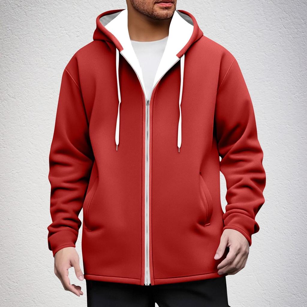 Felpa con cappuccio e zip casual da uomo con tasche