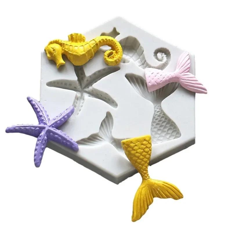 Handmade Mermaid Fish Molds Tail Marine Life Fondant Sugarcraft Chocolate Decorating Baking Cake Tools Resin Clay Mould
