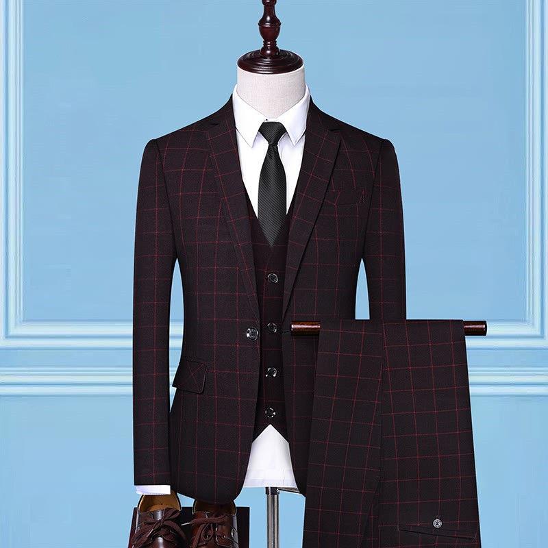 Buy Three-piece Suit Men's Suit Korean Slim Formal Wear Groom Wedding Dress  Casual Suit Jacket and Trousers and Vest at affordable prices  free  shipping, real reviews with photos  Joom