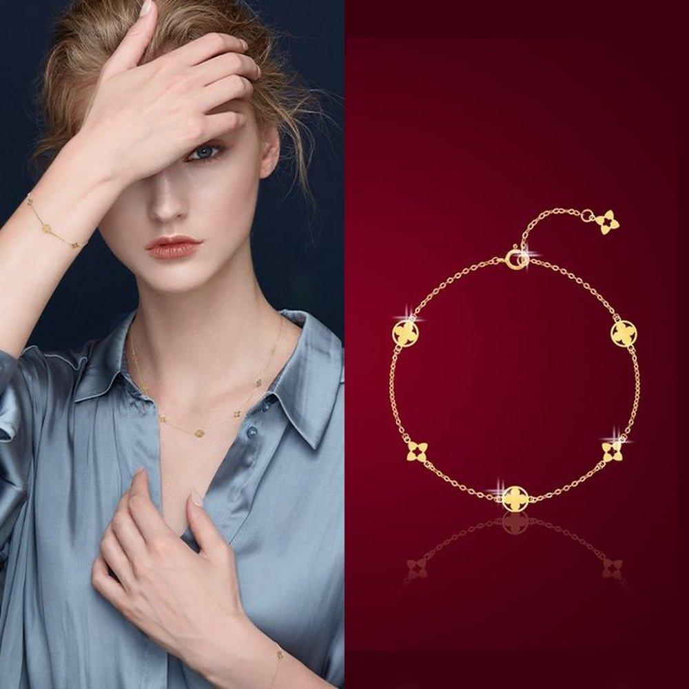 [Gold Queens] 14K Clover Station Bracelet