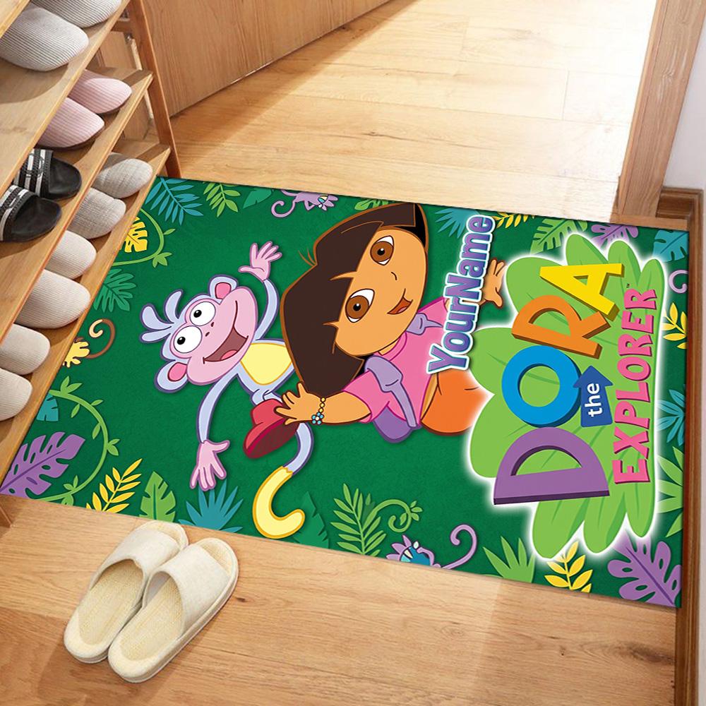 Dora Explorer Customize Your Name Floor Mat Suitable for Study room Outdoor Dining Room Playrooms Anti-slip Rug Office home decor