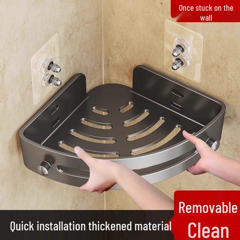 Punch-Free Wall-Mounted Corner Shelf for Bathroom or Kitchen