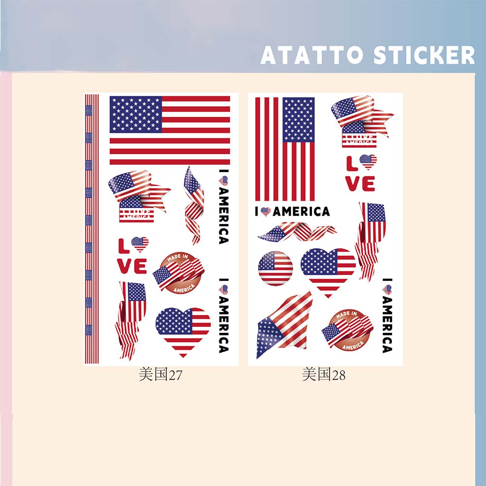 Set of 2 Temporary Tattoos National Flag Decals for Face and Arm, Body Decoration for Football Supporters for Sporting Events