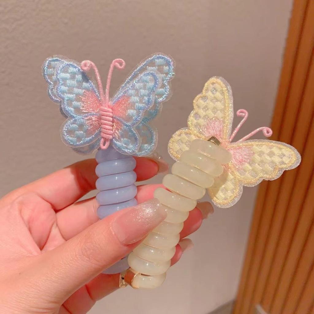 2PCS Children Butterfly Hair Bands for Girls Sweet Braid Hair Tie Elastic Scrunchies Ponytail Hair Accessories