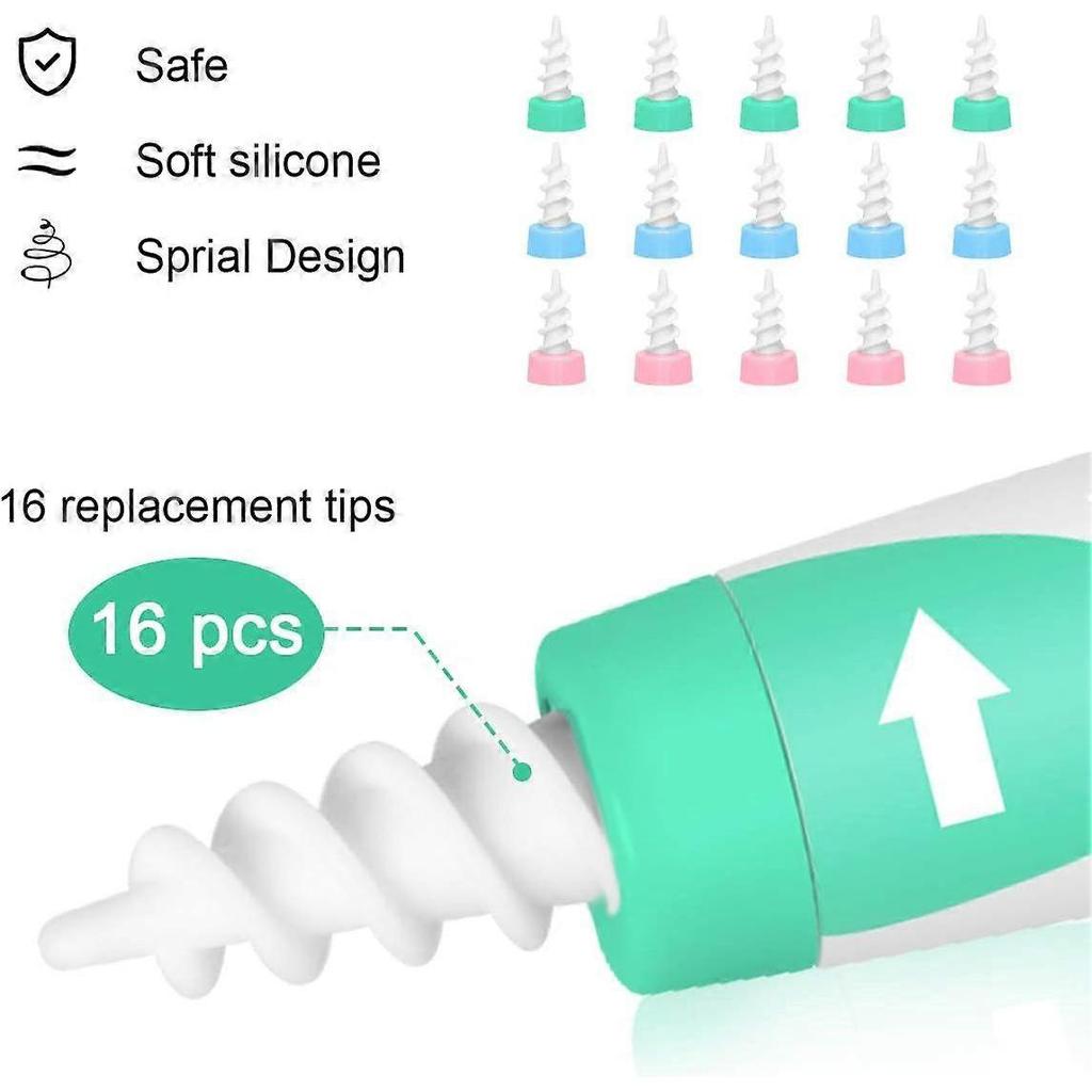 Ear Wax Remover, Ear Wax Removal Tool with 16 Pcs Soft Silicone Washable Tips, Spiral Ear Cleaner Earwax Removal Cleaning Kit for Adults Kids