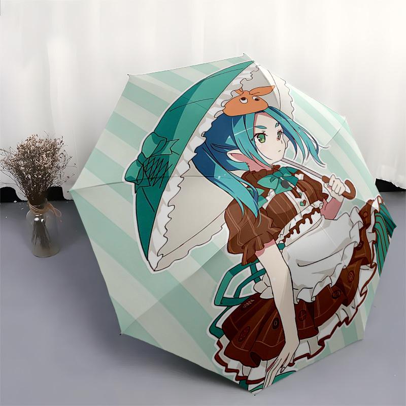 1pc Anime Character Inspired Outdoor Umbrella - Automatic Opening/Closing, Portable Tri-Fold Design with 8-Bone Iron Frame - Perfect Gift for Fan