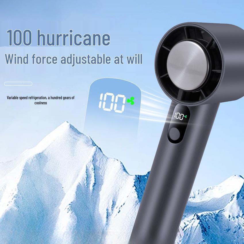 Handheld High-Speed USB Rechargeable Fan with Digital Display & 100-Speed Adjustment