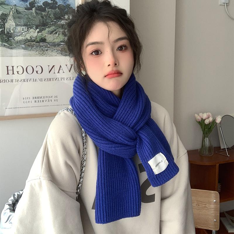 New red knitted scarf men's and women's winter Christmas student couple thickened wool scarf
